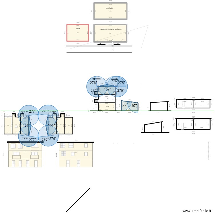 kau den plan coup. Plan de 17 pièces et 289 m2