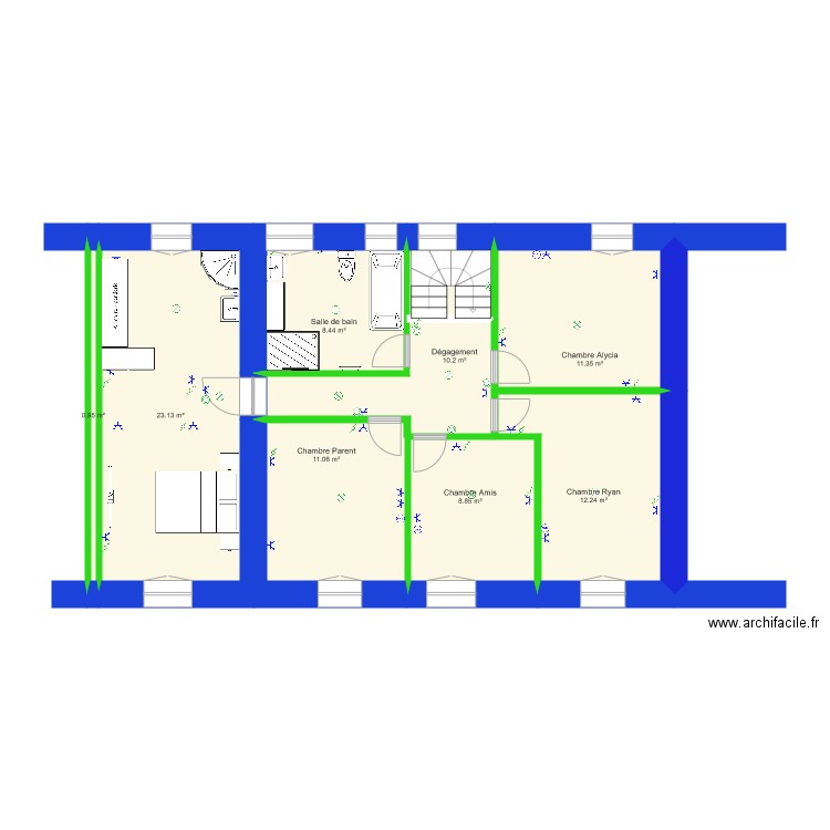 Modification Chambre maison 1 Mesure v2. Plan de 0 pièce et 0 m2