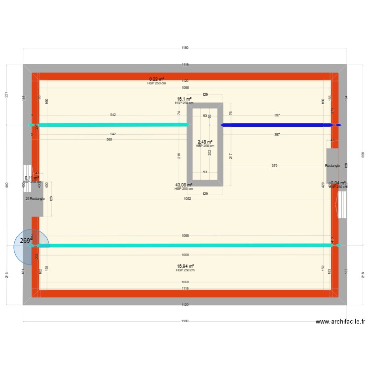 ADLI COMBLE EXSISTANT. Plan de 8 pièces et 79 m2