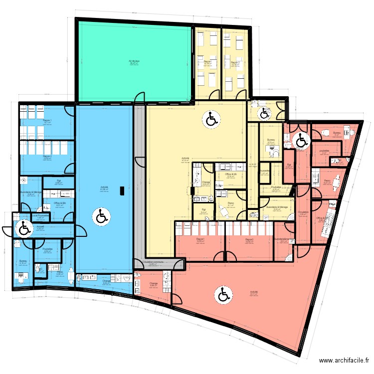 93SD1-8M projet V5. Plan de 43 pièces et 473 m2