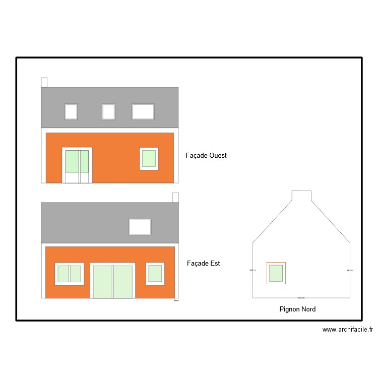 Borthelo plan façade. Plan de 10 pièces et 421 m2