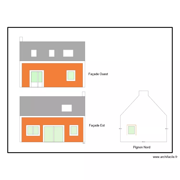 Borthelo plan fa&ccedil;ade. Plan de 