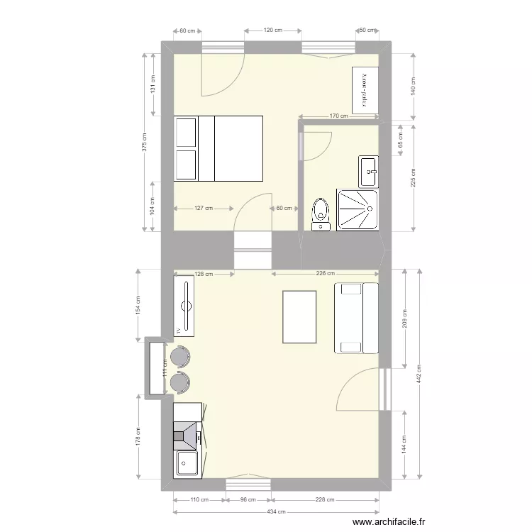 Appart Louise. Plan de 