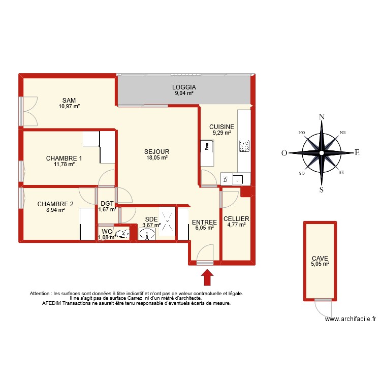 BI 9246 ef. Plan de 14 pièces et 91 m2