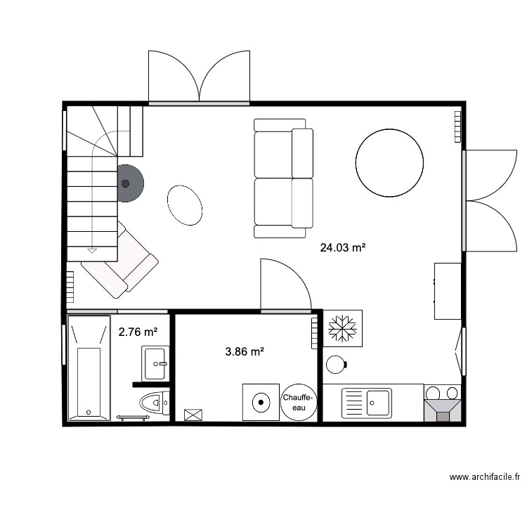 RDC Chalet 30 m2 Test 6. Plan de 0 pièce et 0 m2