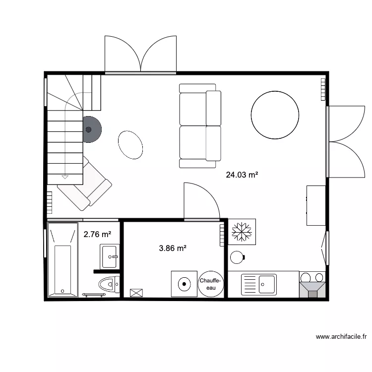 RDC Chalet 30 m2 Test 6. Plan de 