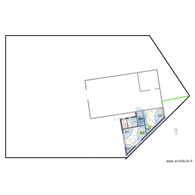 Triangle 2 Ch 30,4 M2 WC-SdE. Plan de 5 pièces et 30 m2