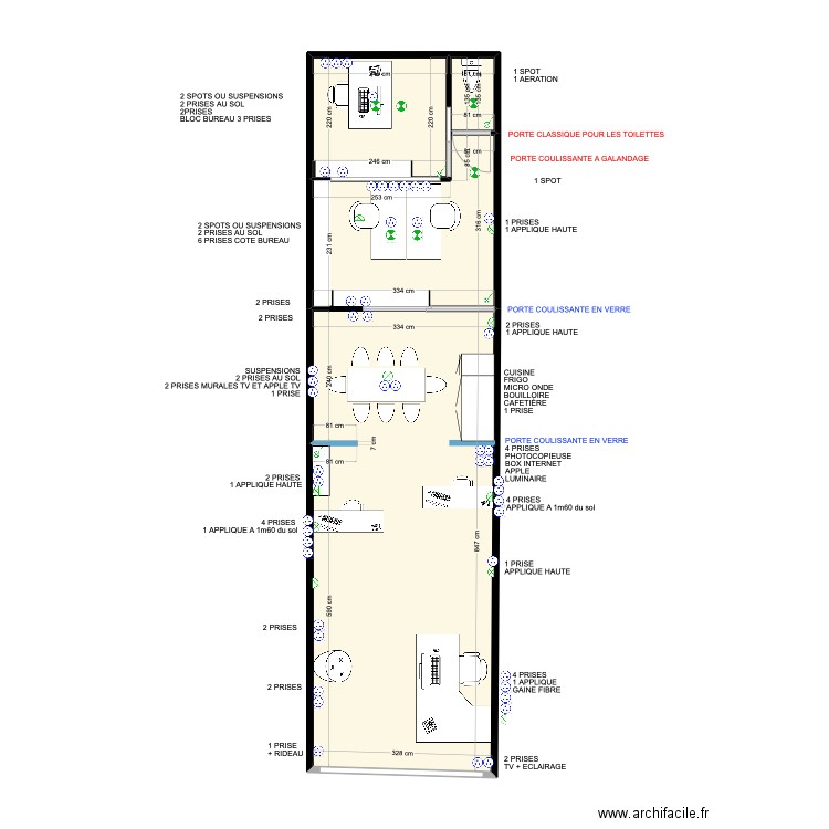 PLAN AGENCE ELECTIQUE. Plan de 4 pièces et 43 m2