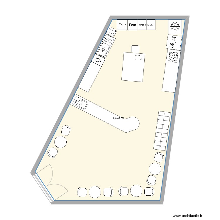 Magasin . Plan de 1 pièce et 60 m2