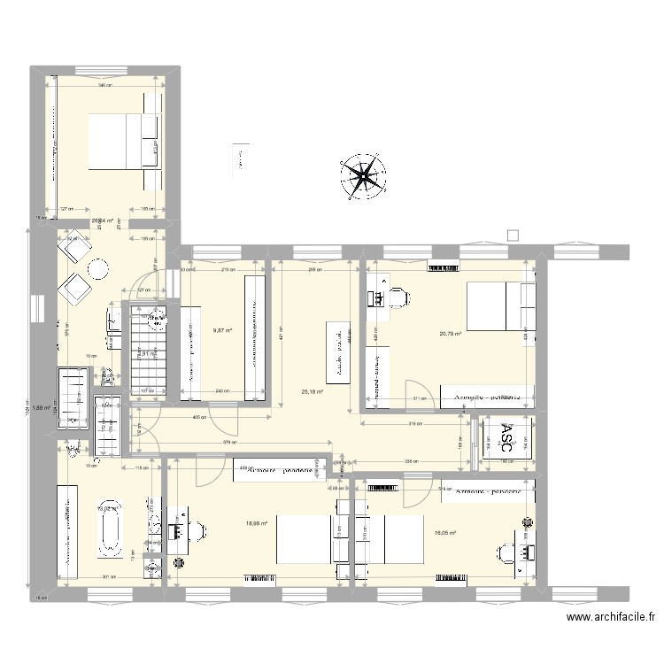 Niveau 2 4. Plan de 10 pièces et 138 m2