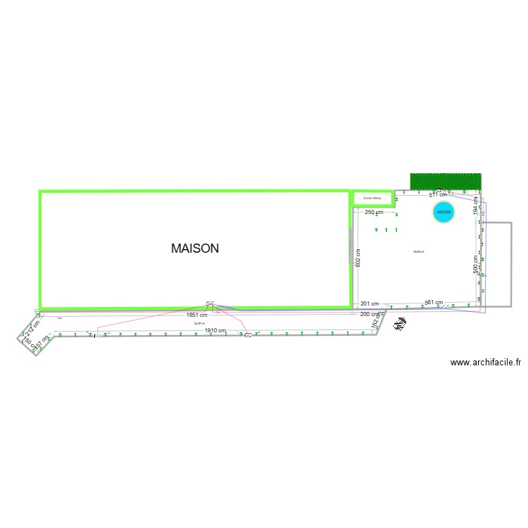 terrasse FM. Plan de 4 pièces et 222 m2