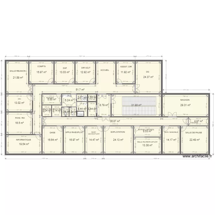 BUREAUX SIEGE 1 COTES. Plan de 