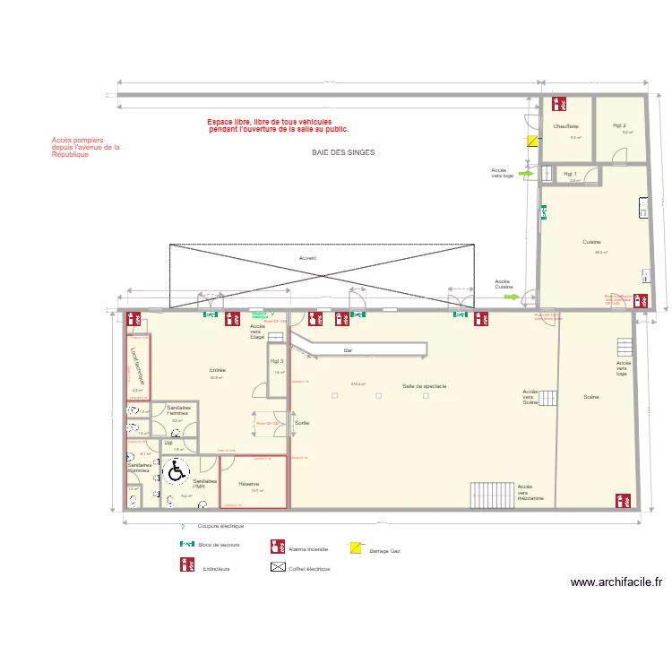 Baie des singes RDC plan technique avec N P T L 1. Plan de 