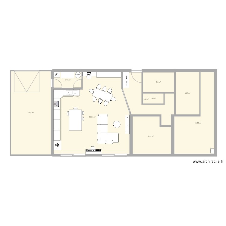 maison 121 salon. Plan de 9 pièces et 146 m2