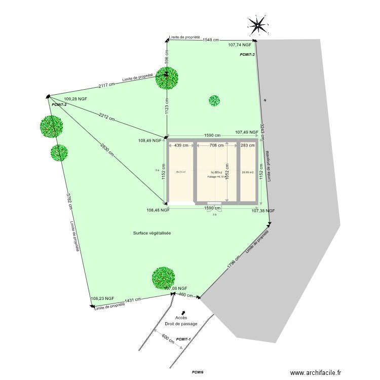 PLAN DE MASSE INITIAL 2-1. Plan de 3 pièces et 150 m2
