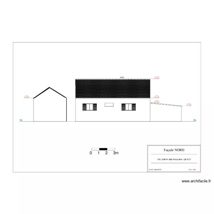 plan de facade nord avant travaux. Plan de 