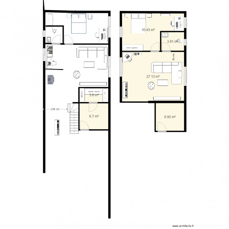 maison ok. Plan de 6 pièces et 65 m2