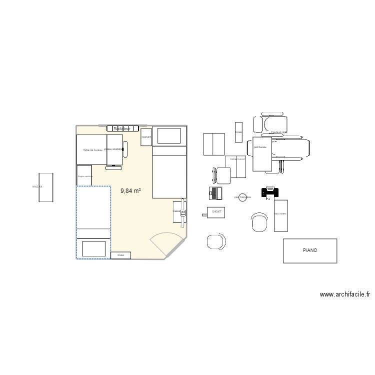 AMELIORATION. Plan de 1 pièce et 10 m2