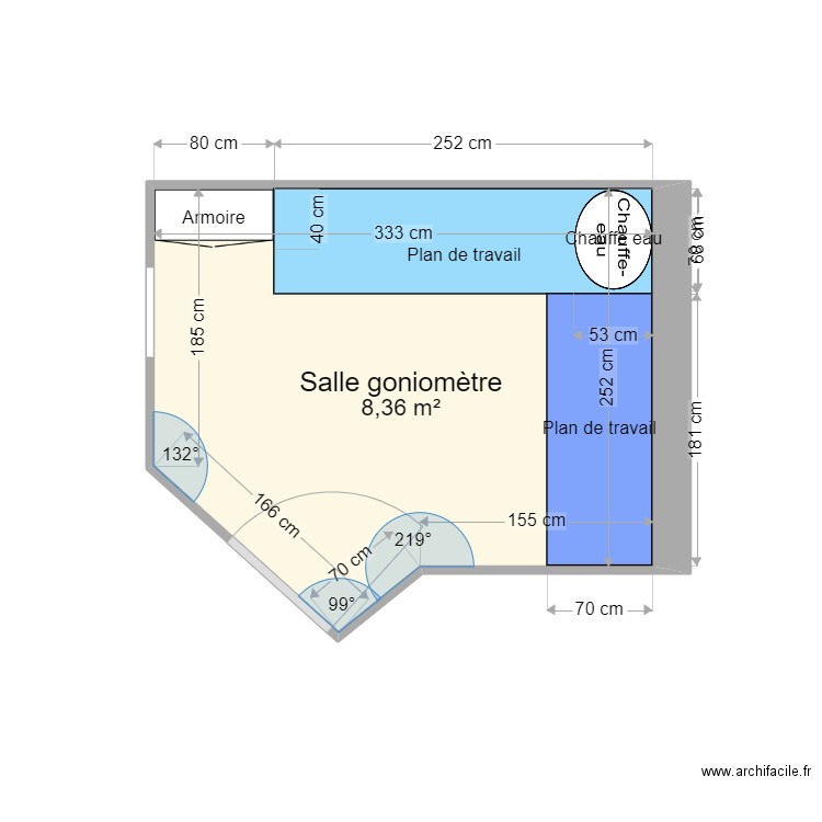 Salle goniomètre. Plan de 0 pièce et 0 m2
