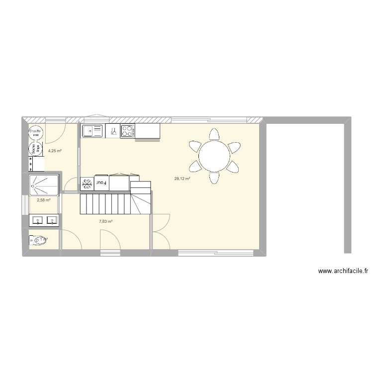 Maison RDC 59710. Plan de 5 pièces et 45 m2