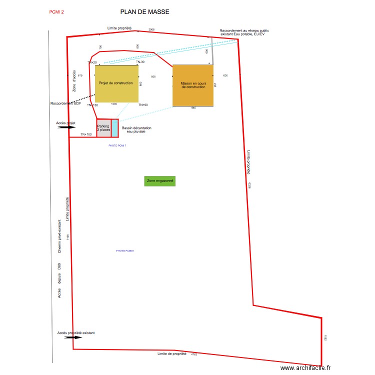 PLAN DE MASSE . Plan de 3 pièces et 781 m2