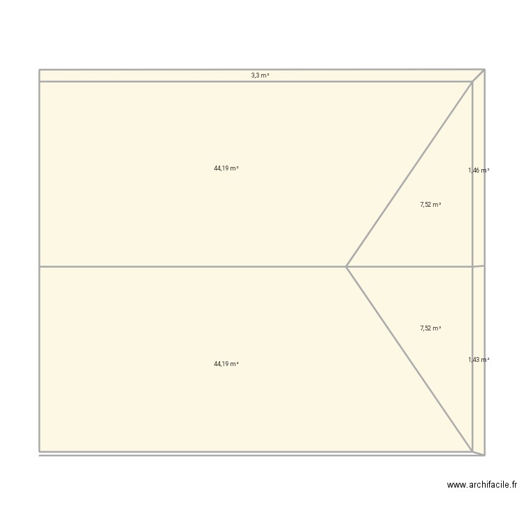 TOITURE 4 Pans avec débordement de 0,40 m. Plan de 0 pièce et 0 m2