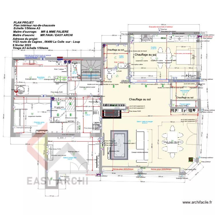 Plan Fali&egrave;re rez de chauss&eacute;e. Plan de 