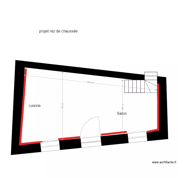 LEWI rez de chauss&eacute;e projet. Plan de 