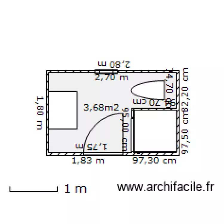 Salle de bain du haut. Plan de 