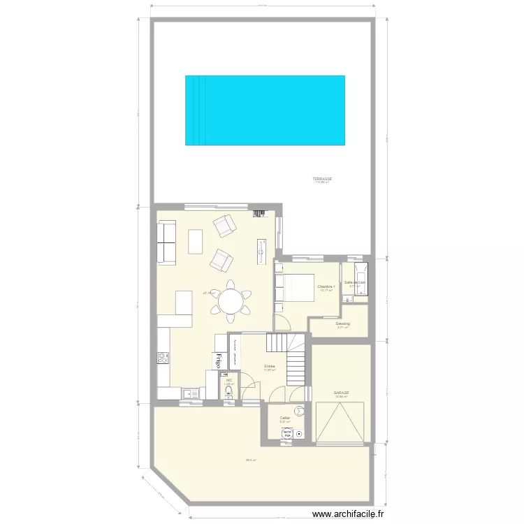 TENTATIVE AVEC AVANT DE MAISON. Plan de 