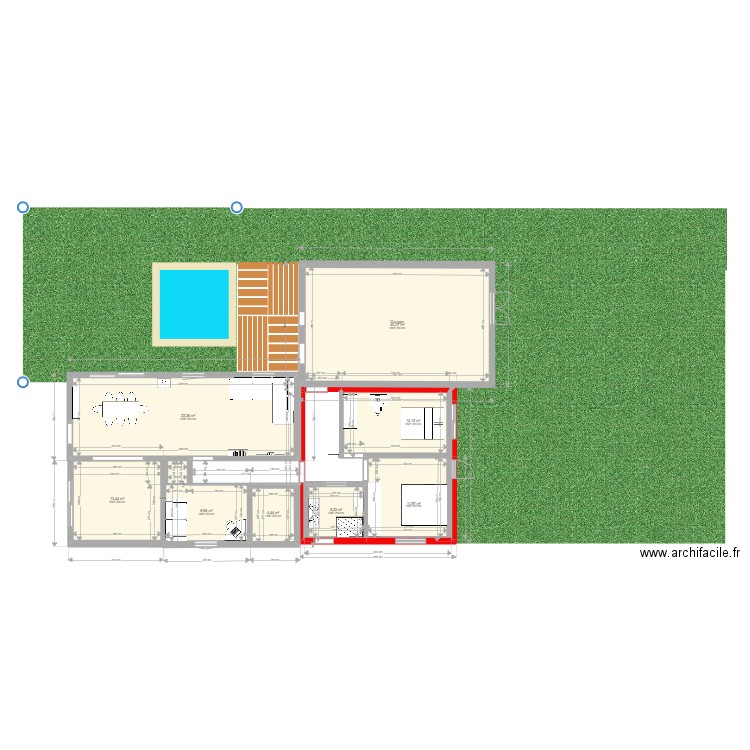 Extension 1. Plan de 9 pièces et 131 m2