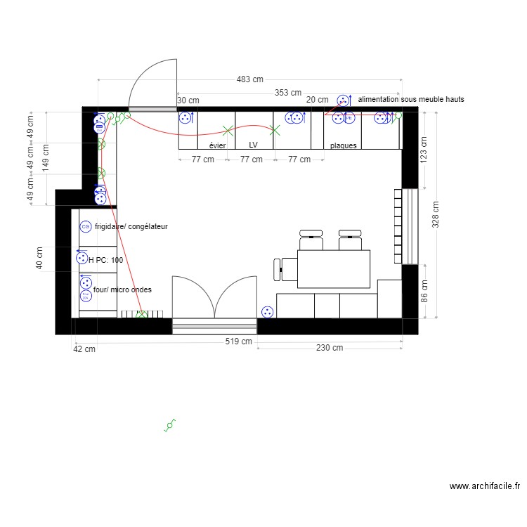 sèvres cuisine projet elec. Plan de 0 pièce et 0 m2