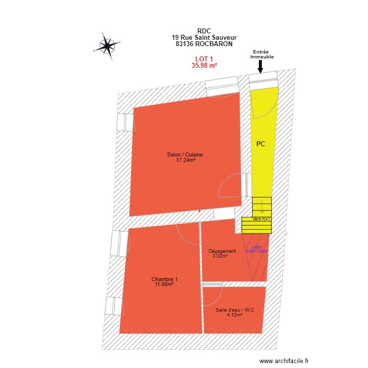 DELCENSERIE ROCBARON RDC. Plan de 0 pièce et 0 m2