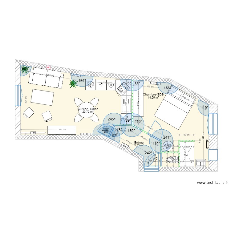 DAlembert Renov CHetSDB v00. Plan de 4 pièces et 40 m2