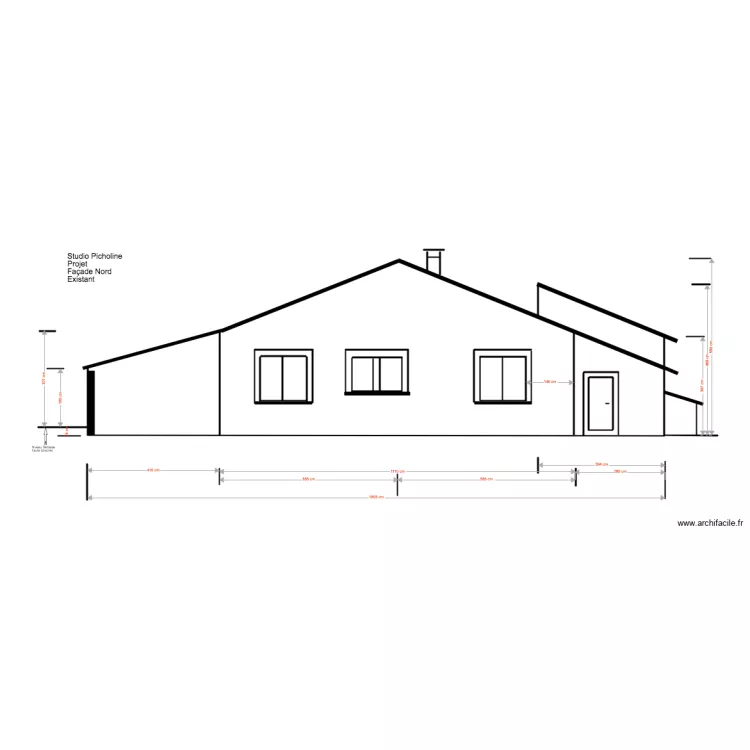 Studio Picholie 03 18 5 Fa&ccedil;ade nord. Plan de 