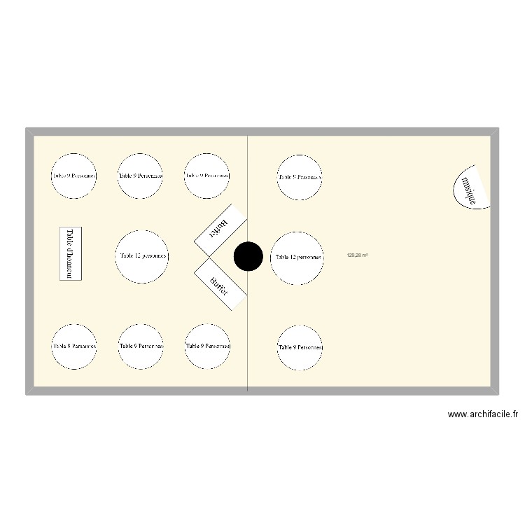 mariage. Plan de 1 pièce et 129 m2