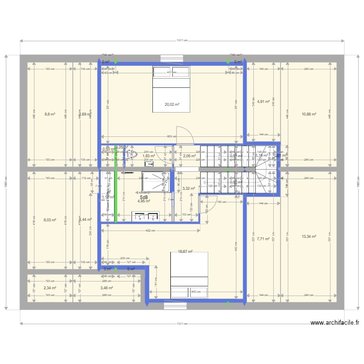 ARTHUR 2ème étage dernier. Plan de 27 pièces et 123 m2