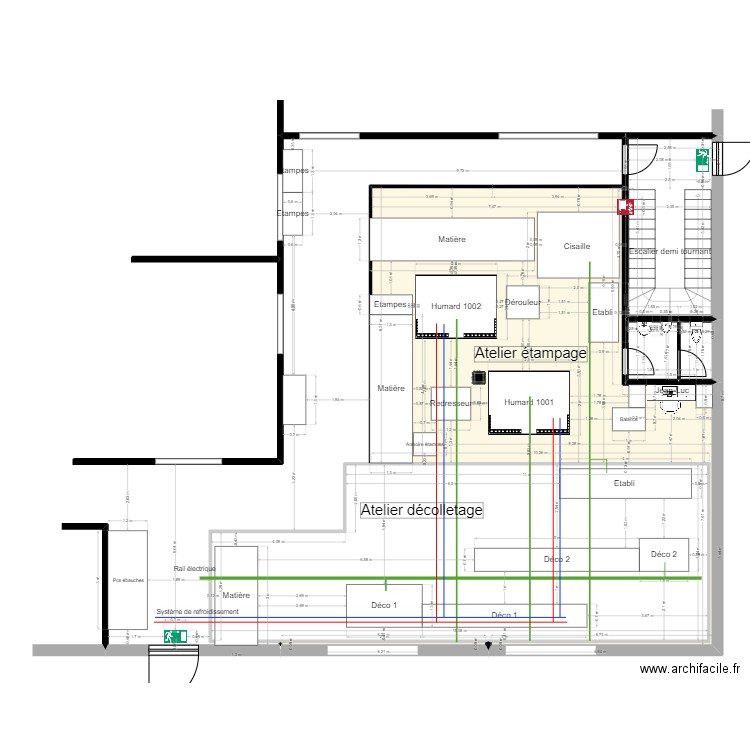 Implantation étampage (2). Plan de 7 pièces et 163 m2