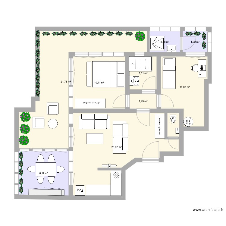 35 Gaité. Plan de 9 pièces et 83 m2