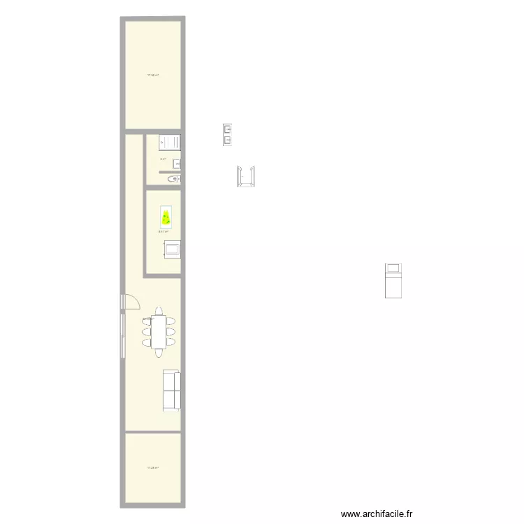 appartement  V1. Plan de 