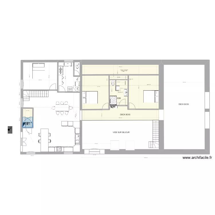 R + 1 balcon. Plan de 