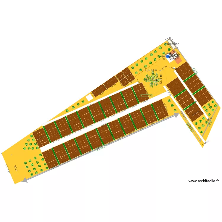 Jardin partag&eacute; V6 poulailler haie. Plan de 