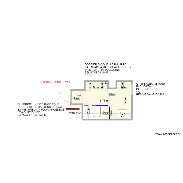 FASQUELLE PHILIPPE SAINT MARTIN BOULOGNE. Plan de 