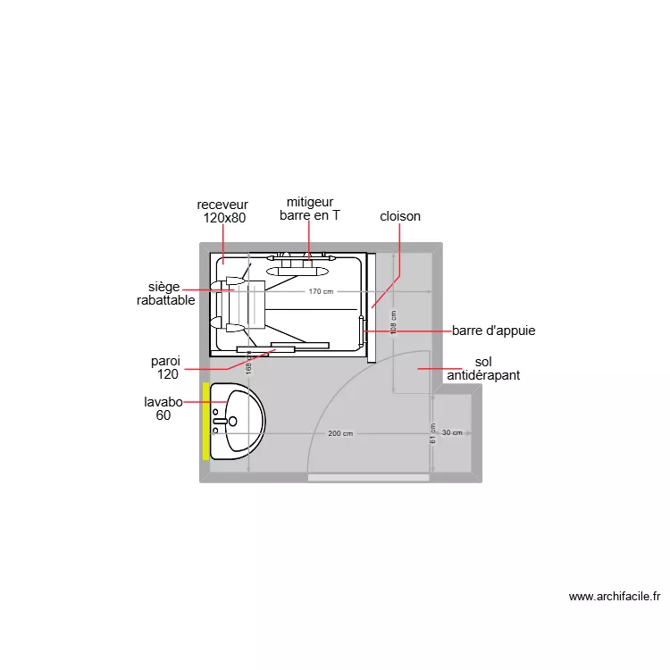 bou aziz. Plan de 1  et 3 m²