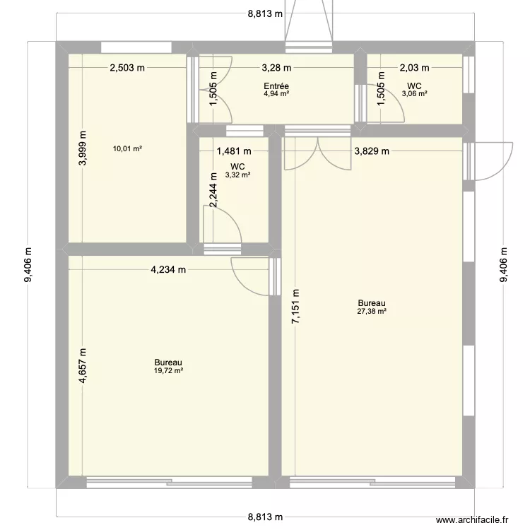 Plan Bureau Togoudo. Plan de 6  et 68 m²