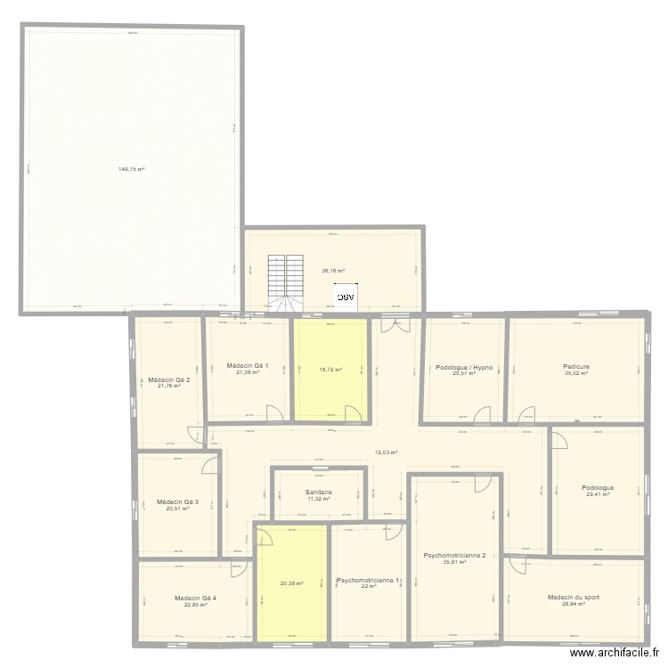 etage 2 - projet 2 expo sud. Plan de 16 pièces et 567 m2