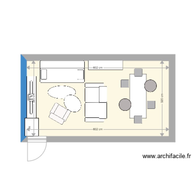 Salon Salle à manger - Plan dessiné par Blondie12