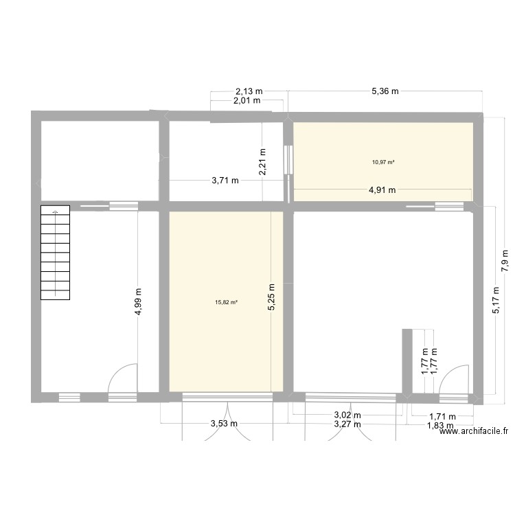 Plan 2. Plan de 2 pièces et 27 m2