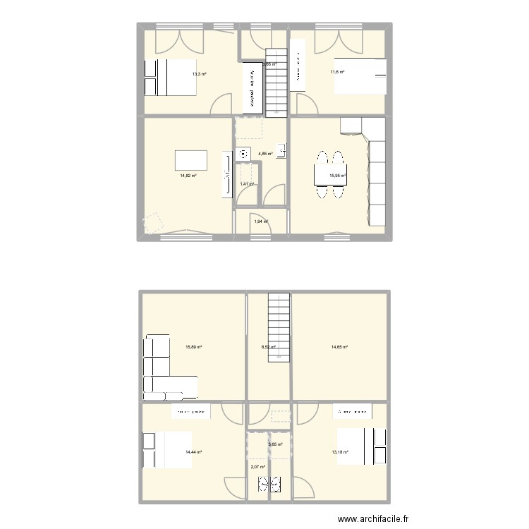 cozic. Plan de 15 pièces et 138 m2