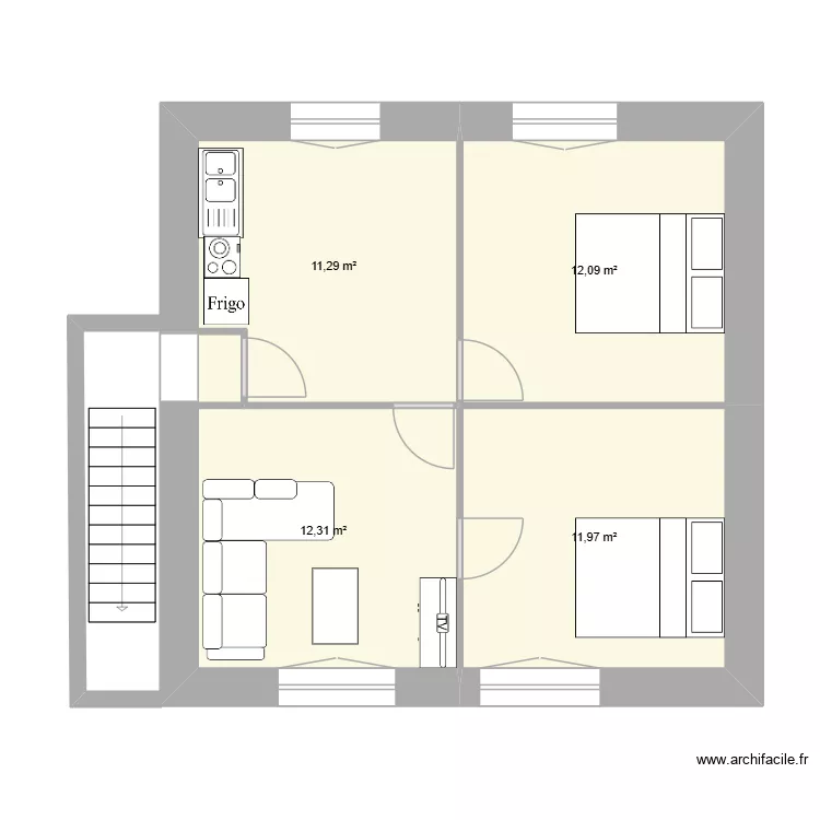 Maison 1er etage. Plan de 4 et 48 m² Maison 1er etage. Plan de 4 et 48 m²